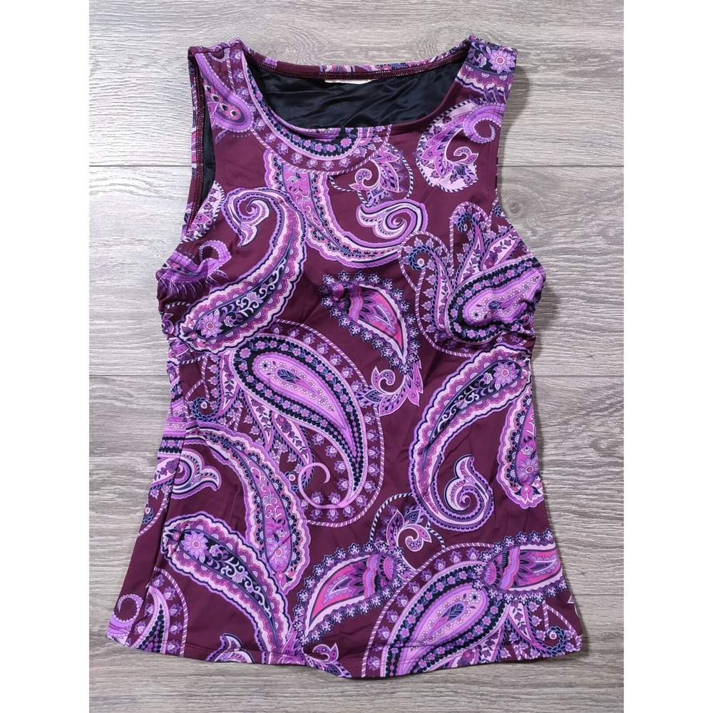 Swim Top Womens 2 Tall Purple Paisley High Quality Swimwear Cute Beach Lake Pool